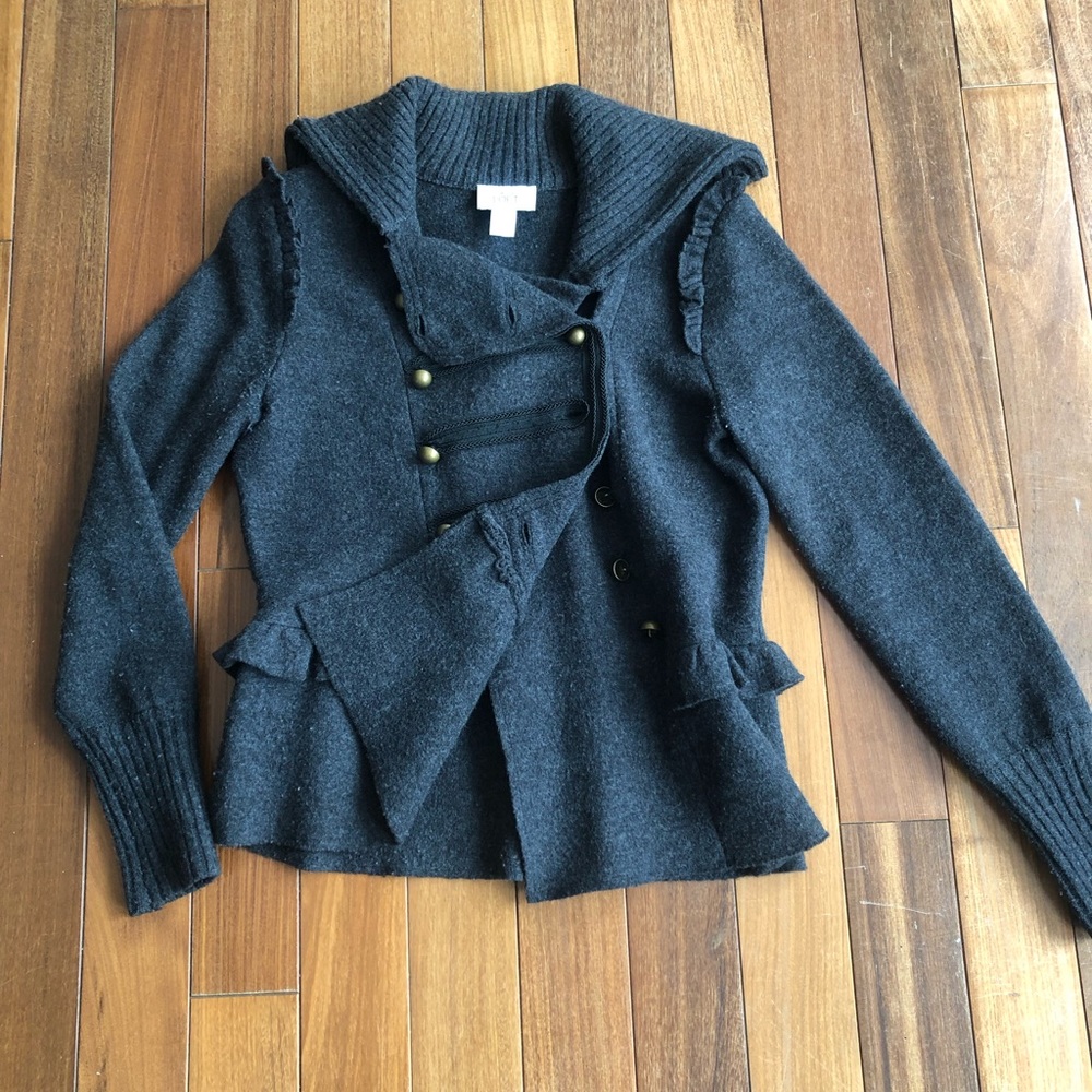 $$ DROP! LOFT | Military Style Gray Merino Wool Jacket
